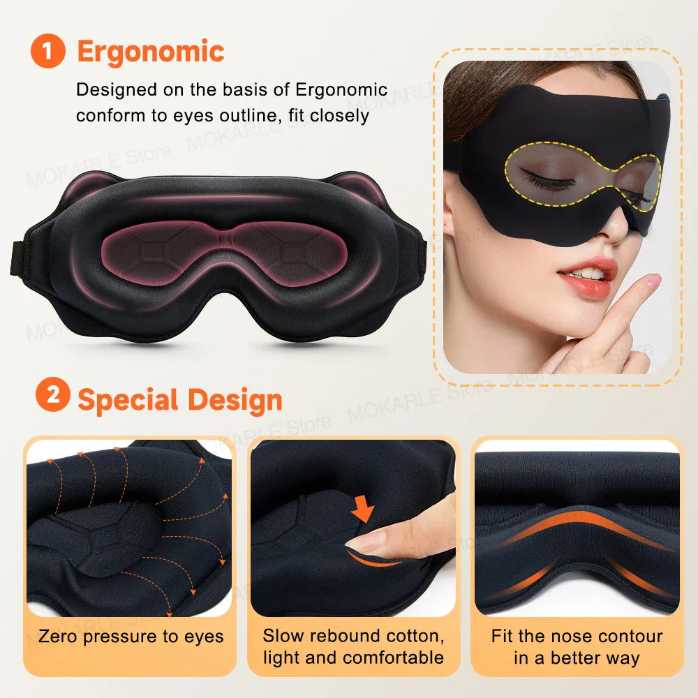 3D Sleeping Eye Mask — Soft, Breathable Travel Eyeshade for Night Sleep, Light Blocking & Sleeping Aid
