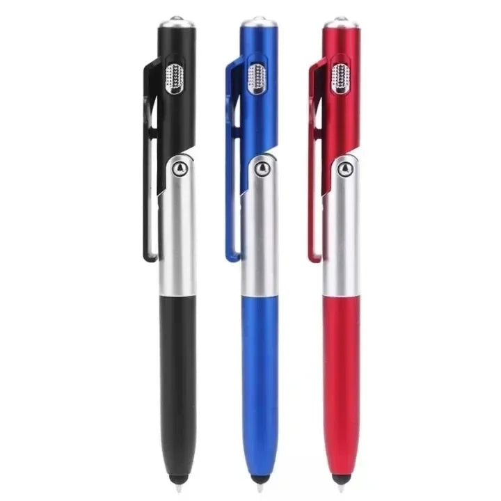 4-in-1 Multifunction Ballpoint Pen — LED Light, Foldable Phone Holder, Night Reading, Writing Pencil for Office, School, and Students