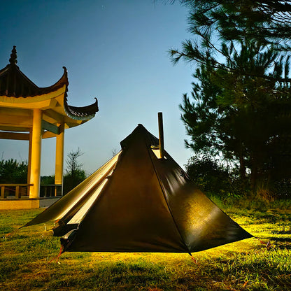 Camping Hot Tent with Chimney Window - Ultralight Tipi Teepee Pyramid, Double Layer Bushcraft Tent for 1 Person