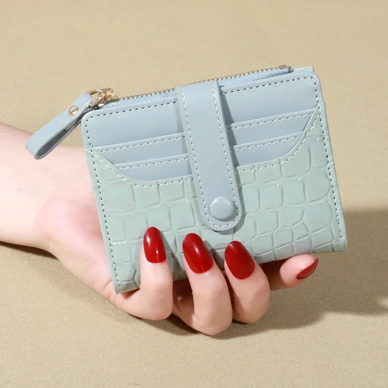Elegant Women’s Multi-Card Wallet – PU Leather Double Zip Clutch Purse with Crocodile Pattern Storage Bag
