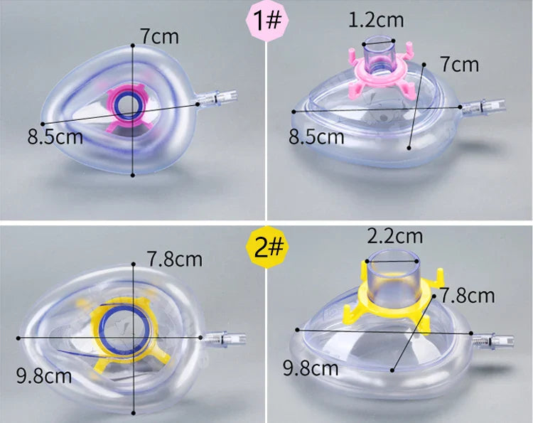 PVC Sterilized Disposable Anesthesia Masks — Resuscitation Face Masks for Adults, Children & Animals (6 Sizes)