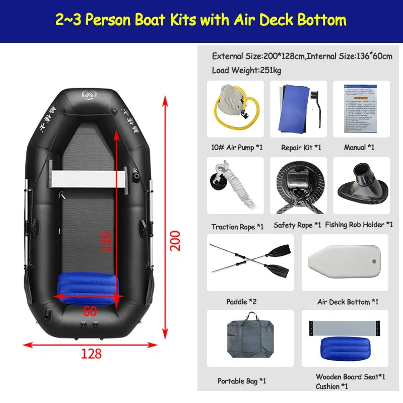 Professional Inflatable Boat Raft Dinghy for Adults – Tear-Resistant Foldable Kayak Canoe Fishing & Drifting Boat