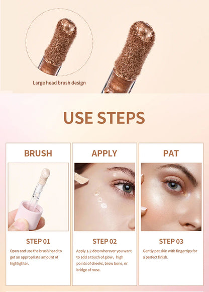 4-Color Liquid Face Highlighter — Bronzer & Contour Shimmer Makeup