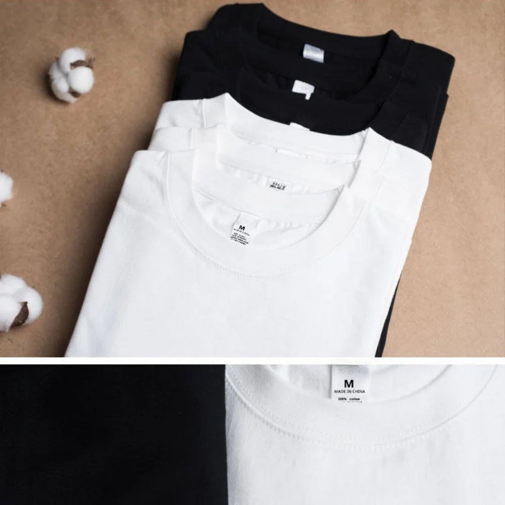 2PCS Unisex 100% Cotton White T-Shirts – Casual Loose Fit Short Sleeve Breathable Tees for Men & Women