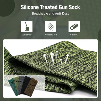 5-Pack Silicone Treated Gun Socks 55” x 3.9” – Stretch Knit Rifle Storage Covers for Hunting & Shooting Protection Sleeves