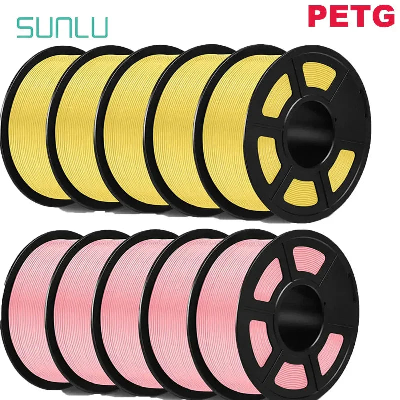 SUNLU PLA/PETG/PLA+ 3D Printer Filament Bundle – 10 Rolls 1KG Each, 1.75mm Neatly Wound Filament for 3D Printing (EU/US)