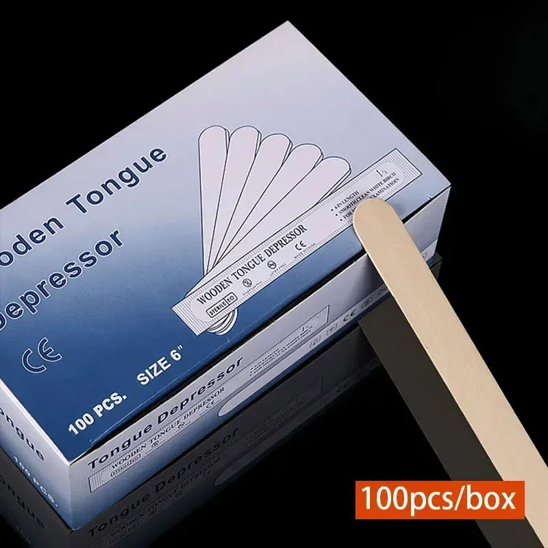 Tattoo & Waxing Wooden Sticks - Disposable Tongue Depressors, Sterilized Beauty Tools, 10/30/50/100/200PCS