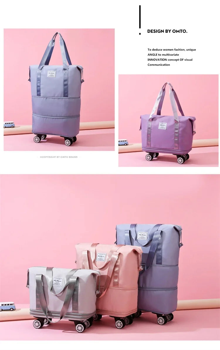 Oxford Cloth Large Travel Bag — Dry & Wet Separation, Detachable Universal Wheel Luggage