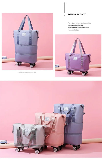Oxford Cloth Large Travel Bag — Dry & Wet Separation, Detachable Universal Wheel Luggage