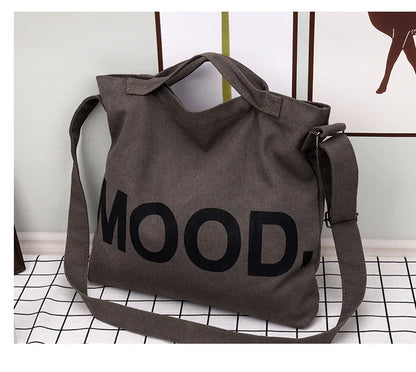 Women’s Tote Bag – Casual Canvas, Large Capacity Designer Handbag, Letters Shoulder & Crossbody Luxury Big Shopper Bag