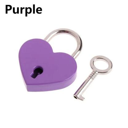 30x39mm Antique Heart-Shaped Padlock – Vintage Pink Romantic Key Lock for Diaries, Weddings, and Jewelry