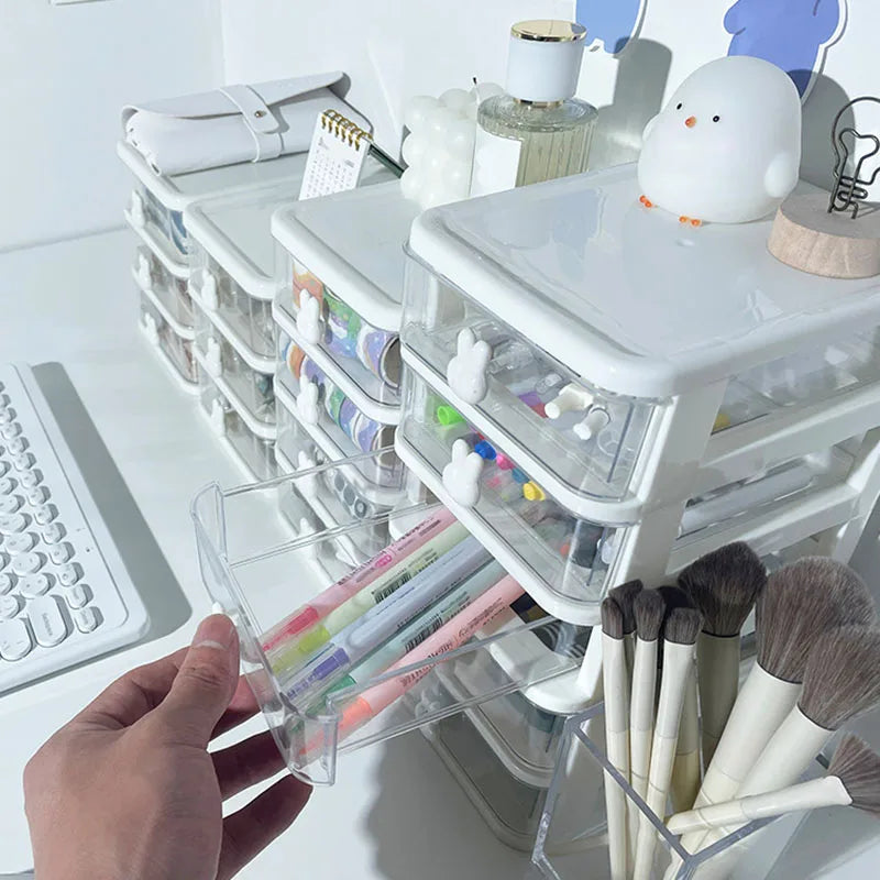 Multifunctional Desktop Storage Drawer Box – Pen Holder, Hair Accessories Rack and Multi-Layer Jewelry Organizer