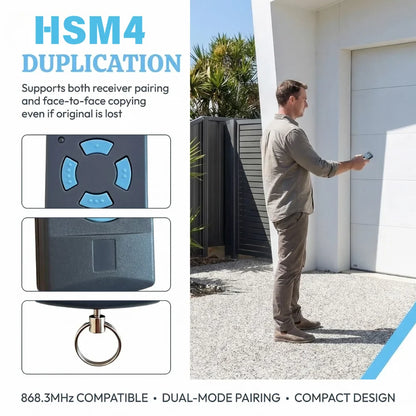 Upgraded HÖRMANN Clone Gate Remote Control 868MHz – HSM4 HSE2 HSE4 HS1 HS2 HS4 Hand Transmitter with Keychain Accessory