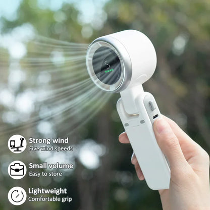 2025 Hanging Neck Outdoor Mini Fan – 180° Folding Handheld High-Speed Turbo Desktop Fan