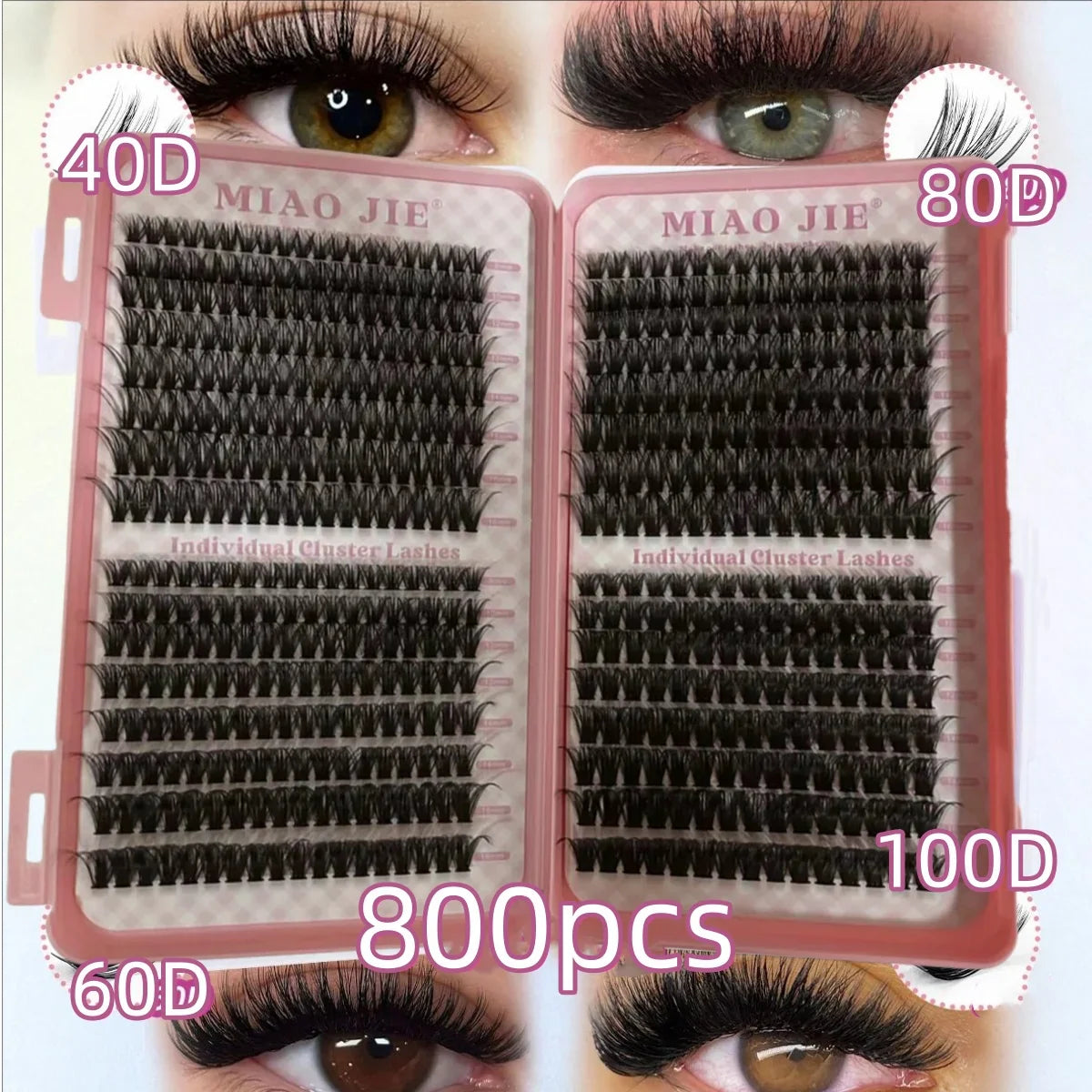 MJ DIY Lash Extensions Kit – 640pcs Wispy Lash Clusters 80D/100D, Mix 9-18mm Individual Cluster Eyelash Extensions