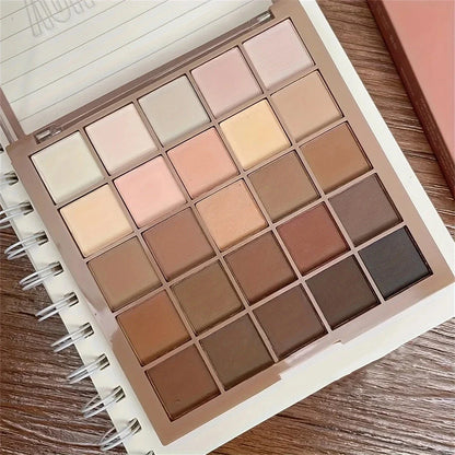 25-Color Eyeshadow Palette – Neutral Gray & Brown Earth Tones, Coffee & Chocolate Style for Natural Multi-Functional Makeup