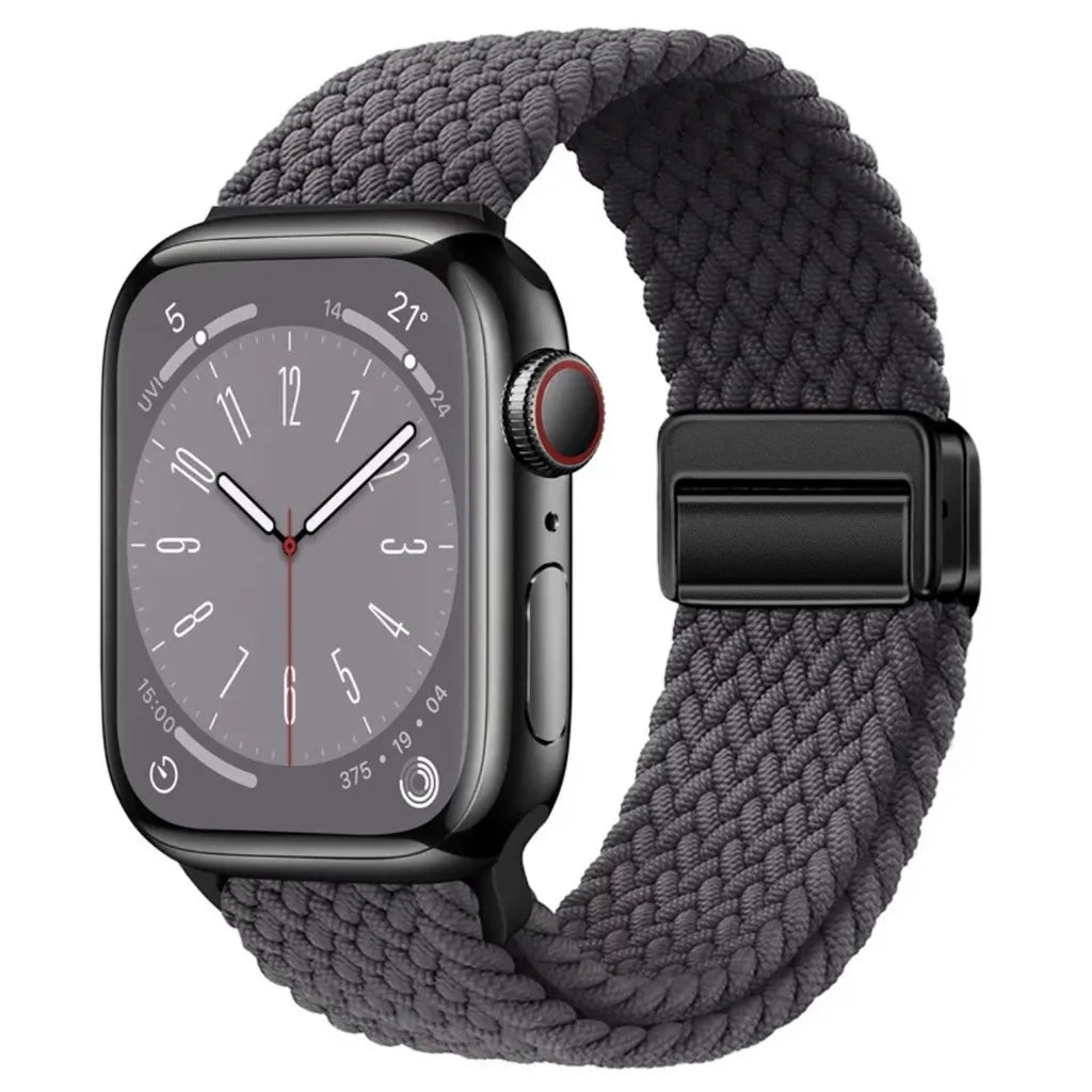 Nylon Braided Watch Band for Apple Watch – Compatible with Series SE, 3–10 & Ultra (38–49mm Adjustable Sport Strap)