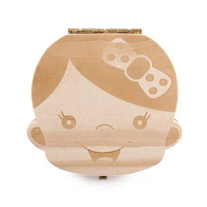 Wooden Baby Tooth & Fetal Hair Storage Box – Keepsake Souvenir Box for Baby Teeth and Hair, Tooth Fairy Collection Box