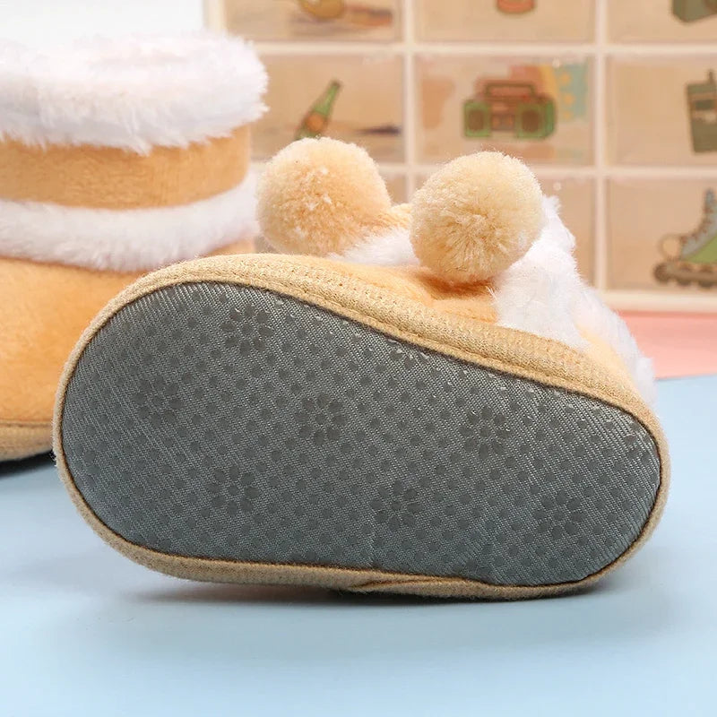 Newborn Baby Shoes — Soft Pompom Snow Boots for Girls & Boys, Warm Winter Toddler Booties