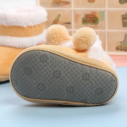 Newborn Baby Shoes — Soft Pompom Snow Boots for Girls & Boys, Warm Winter Toddler Booties