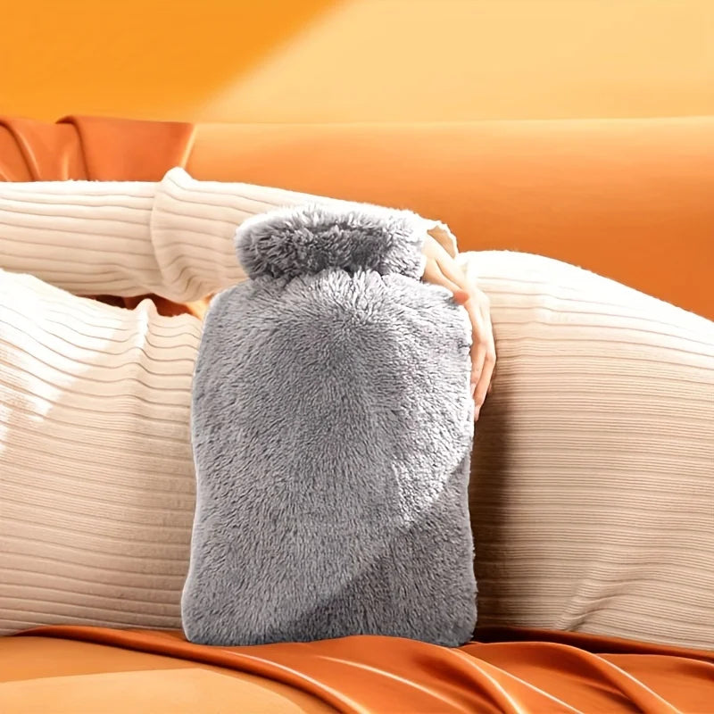 2000ml Winter Plush PVC Hot Water Bag – Explosion-Proof, Heat-Resistant Hand & Waist Warmer for Home and Bedding Gifts