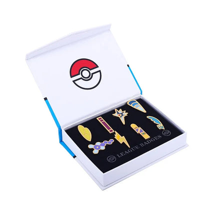 Set of 8 Pokémon Gym Badge Pins – League Region Brooches from Kanto, Johto, Hoenn, Sinnoh, Unova, Kalos & Orange Islands