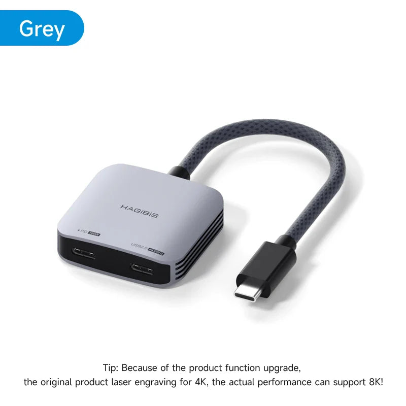 Hagibis AR Glasses Adapter USB-C Hub — Charging & Play Converter for Switch, Rokid, Xreal, RayNeo Air
