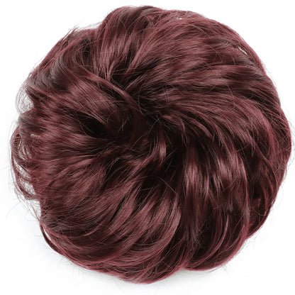 Azqueen Synthetic Messy Bun Chignon – Gray Brown Hair Bun Pad with Elastic Rope & Rubber Band Hair Extensions