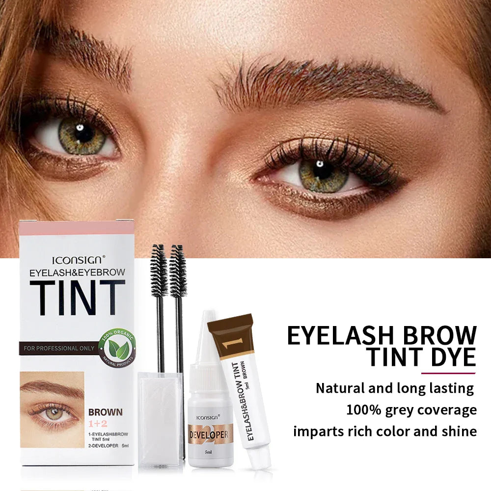 ICONSIGN Eyelash & Eyebrow Dye Tint Kit – Brow Enhancer, Mascara Lift & Tattoo Makeup Tools
