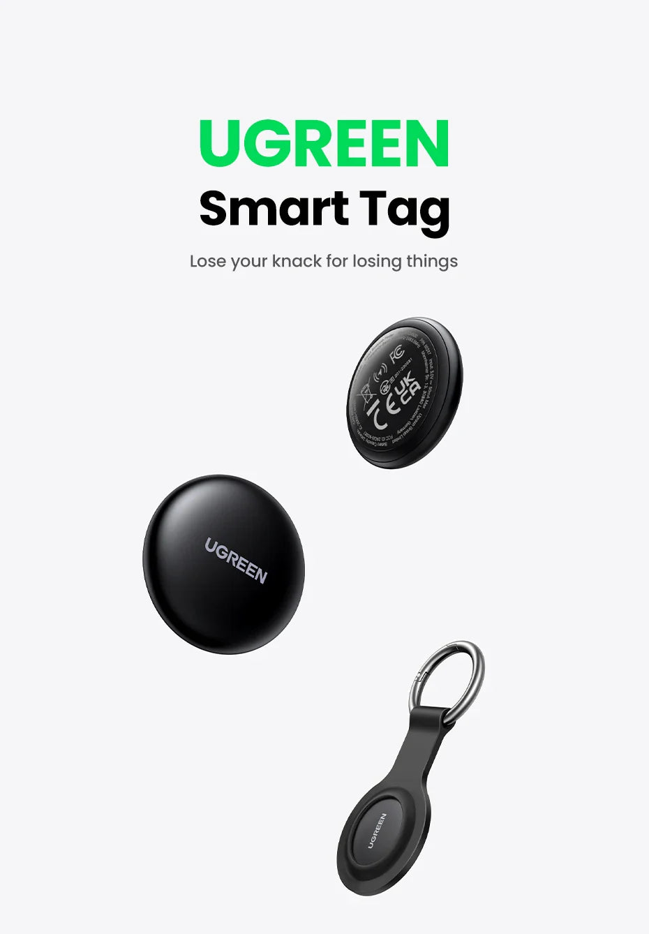 UGREEN SmartTrack Link — Security Smart Tag Bluetooth GPS Tracker for Apple Find My, Earbuds, Luggage MFi Finder iOS