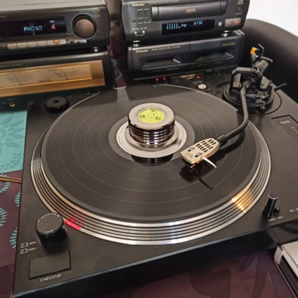 Stable Sound Precision: Universal 50Hz LP Disc Stabilizer - Metal Vinyl Turntable Weight Clamp, Aluminum Alloy Record Player Accessory