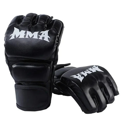 Half-Finger Boxing Training Gloves - Leather Padded Sanda, UFC & Heavy Bag Training Gloves