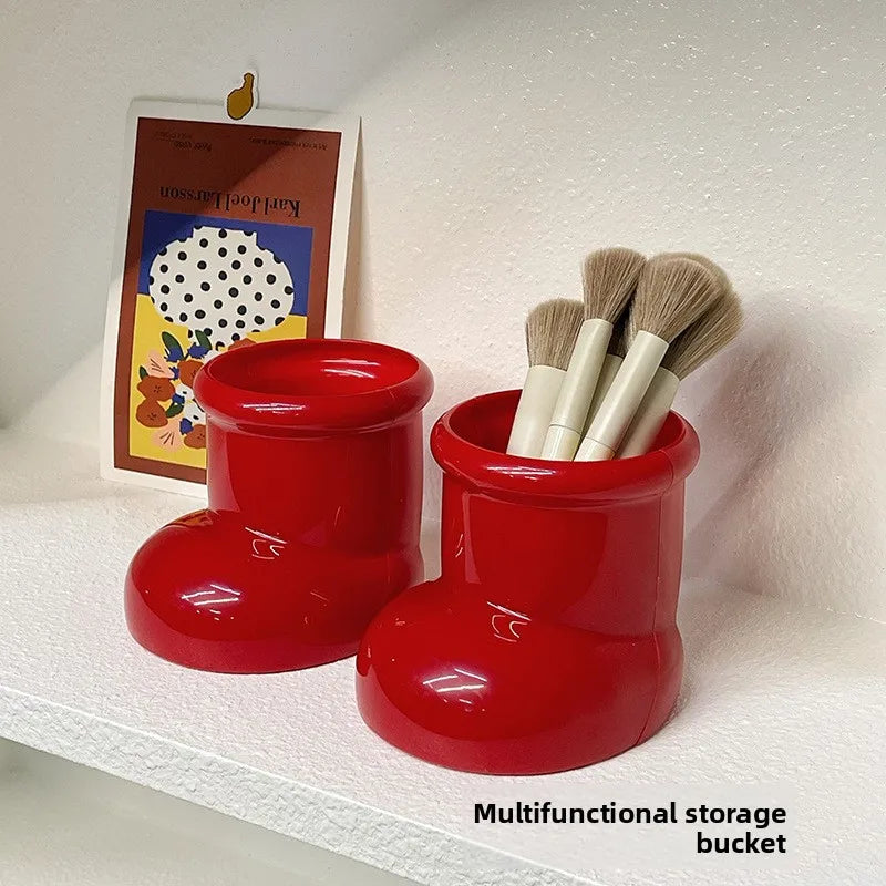 Cute Shoe-Shaped Storage Box – Creative Pen & Makeup Brush Holder for Desk or Dorm