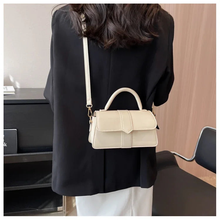 PU Leather Shoulder Bag for Women – Fashion Crossbody Vintage Underarm Square Satchel Handbag (Black)