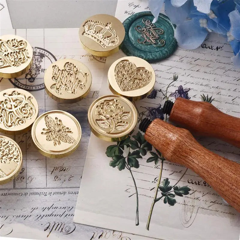 Vintage Copper Wax Seal Stamp – Curlicue Rose for DIY Scrapbooking, Invitations & Envelopes