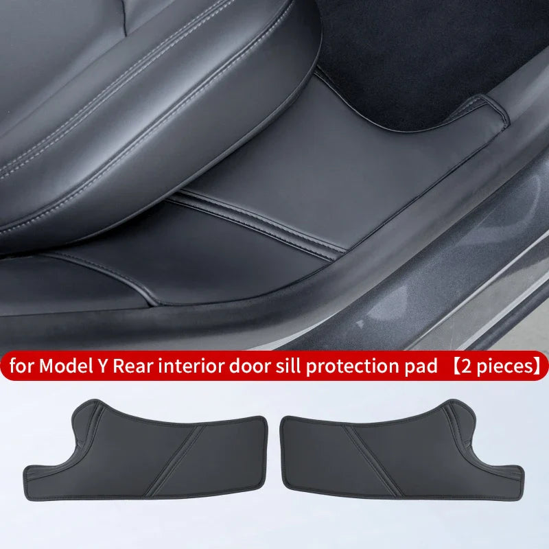 2Pcs Rear Door Sill Anti-Kick Pads for Tesla Model Y – Suede Trample-Resistant Protective Pads