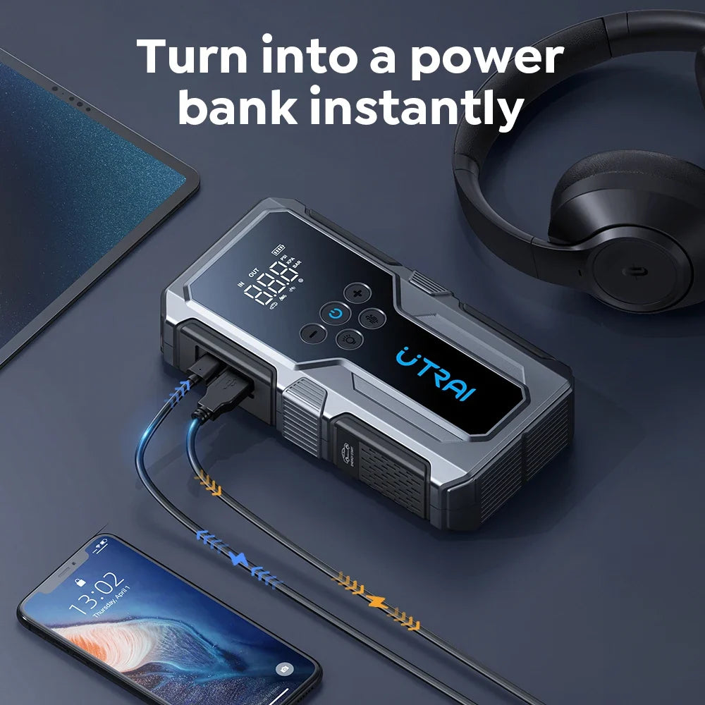 UTRAI 1500A Car Jump Starter - Portable Power Bank with 150PSI Air Pump Emergency Battery Booster and Vehicle Starting Device