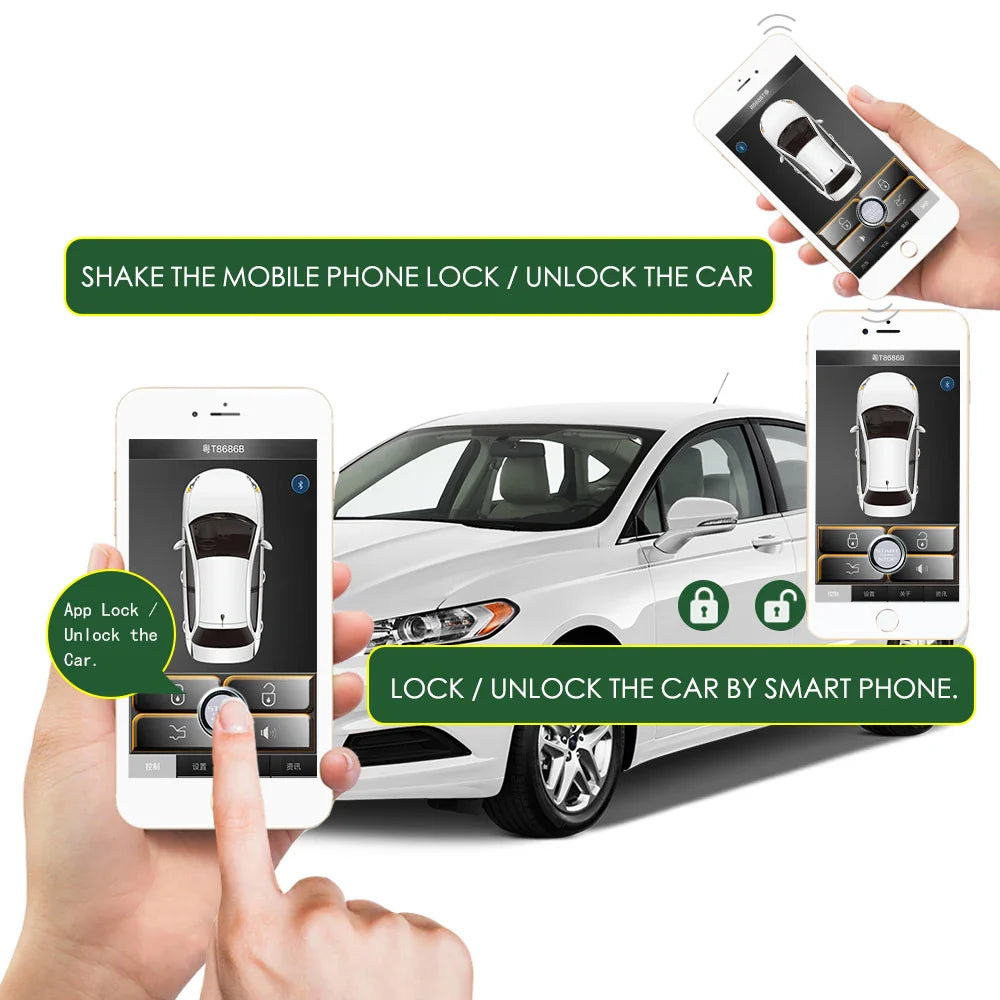 PKE Car Alarm System Kit – Smart Keyless Entry & Central Locking Remote Control with Smartphone Compatibility & Push Button Start Security System