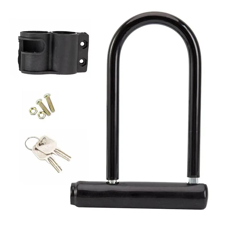 Portable Bicycle U-Lock – Anti-Theft Safety Lock for MTB, Road Bikes, Motorcycles, Scooters, with Key
