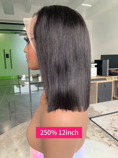 Raw Vietnamese Human Hair Lace Front Wig – 13x6 Bob, Straight Natural Black, 250% Density, 100% Human Hair
