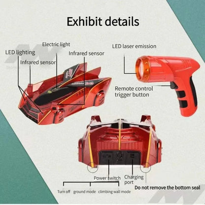 Wall Climbing RC Race Car – Light-Guided Anti-Gravity Drift Stunt Car with Infrared Sensor, Electric Toy Gift for Kids & Boys