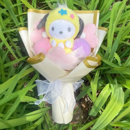 Sanrio Plush Bouquet — My Melody, Kuromi, Cinnamoroll & Hello Kitty Handmade Gift