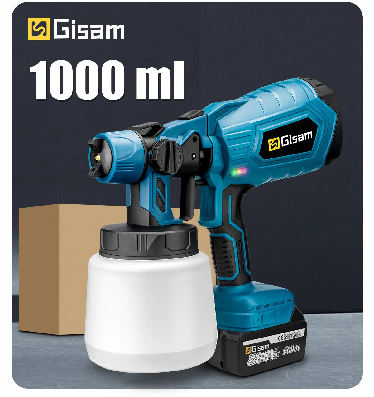 1000ML Cordless Electric Spray Gun – High Power HVLP Paint Sprayer for Auto, Furniture, Steel Coating, Compatible with Makita 18V Battery