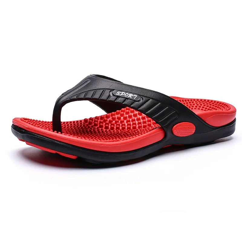 Men's Massage Flip Flops – Breathable Summer Beach Sandals, Luxury Comfort Slippers, Plus Size 46