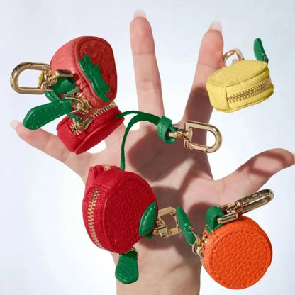 Mini Cherry & Strawberry Coin Purse – Cute PU Leather Keychain Bag for Earphones and Small Storage, Korean Style