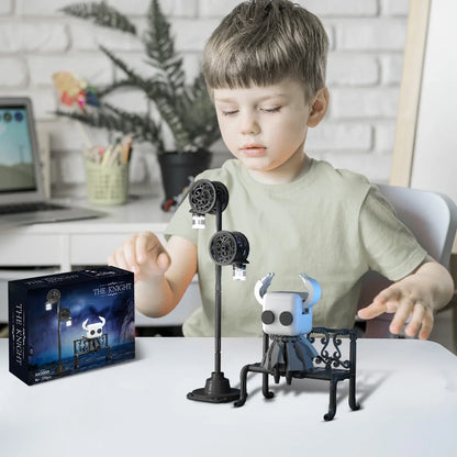 370PCS Hollow Knight Building Blocks Set – Ghost Model with Street Lighting, DIY Educational Toy for Kids