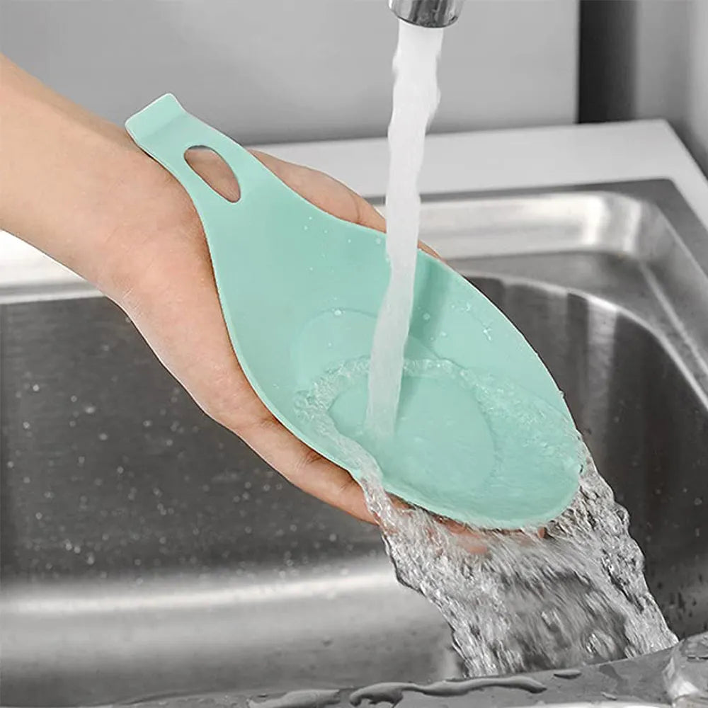 Silicone Spoon Rest and Spatula Holder - Heat-Resistant Kitchen Utensil Placemat Tray