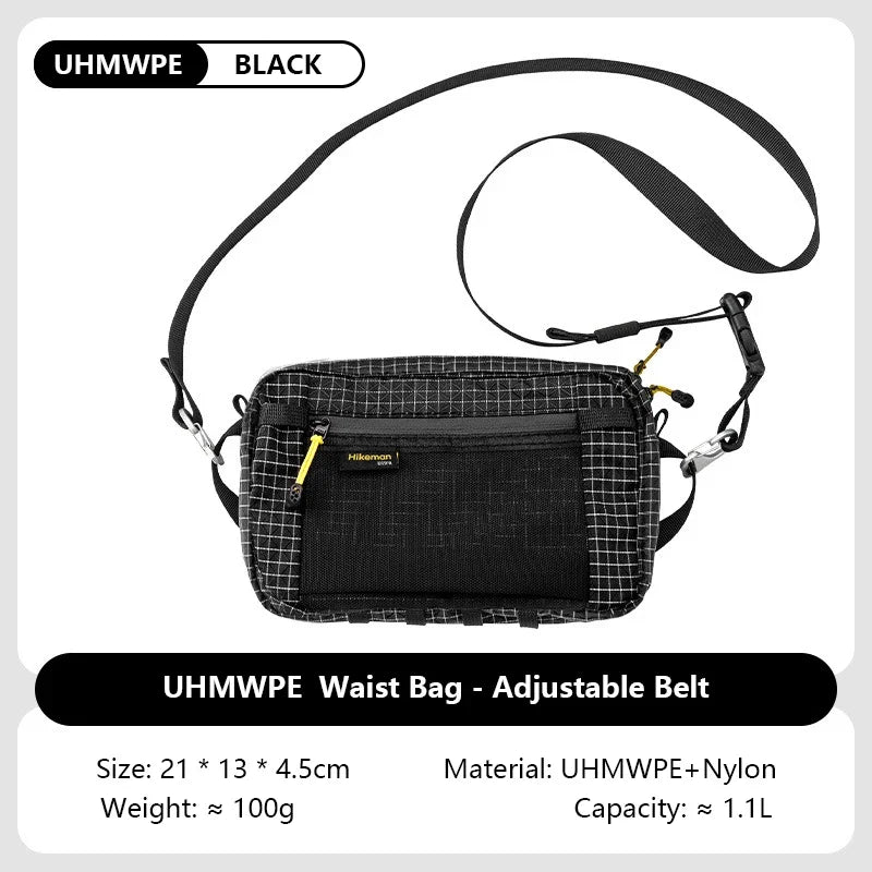 Dyneema Fiber Waist Pack - 1.1L Ultralight Waterproof Multi-Pocket Bag for Cycling, Running, Hiking & Camping