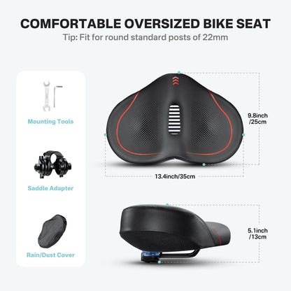 YOUNGDO Noseless Oversize Bike Seat Cushion | Wide Bicycle Saddle for Peloton, Stationary, Ebike & City Bikes