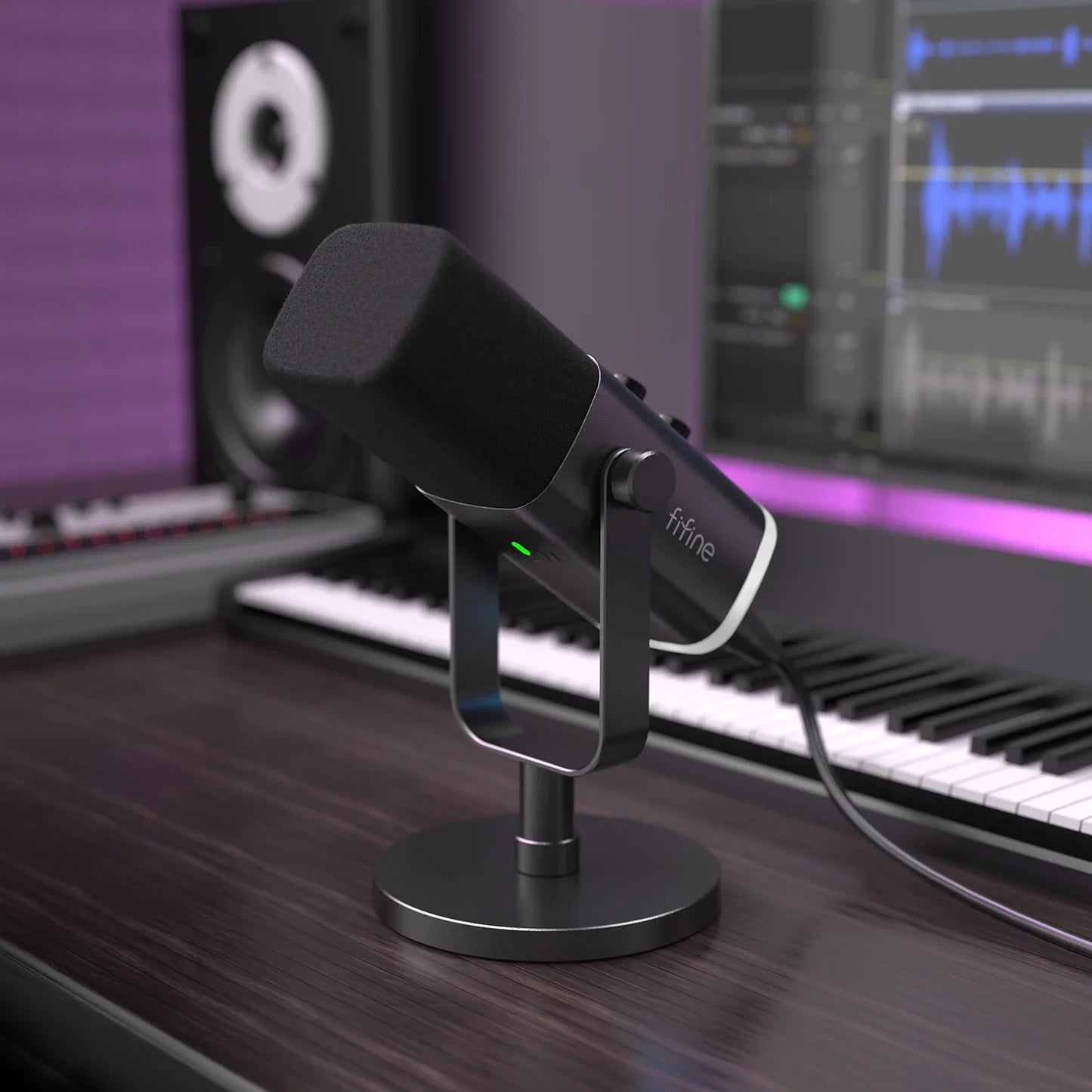 FIFINE AM8 USB/XLR Dynamic Microphone with Touch Mute, Headphone Jack & I/O Controls for PC, PS5/PS4, Gaming & Mixer